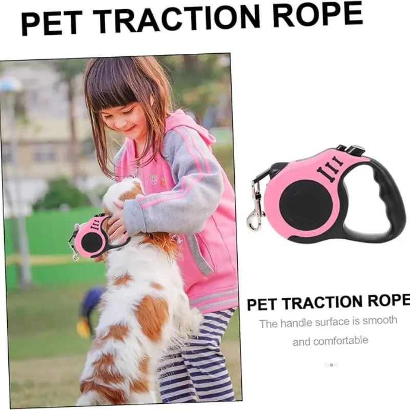 Retractable Dog Leash & Pet Gift Set – Adjustable Long Linen Lead with One-Button Brake & Night Walking Safety Feature for Medium Dogs (Black/Grey)