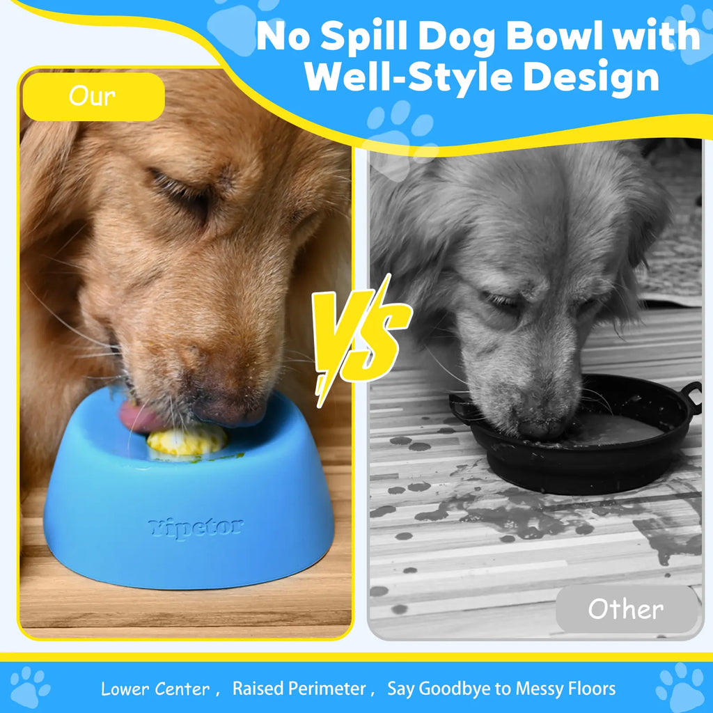 Yipetor Slow Feeder Dog Licking Bowl – No-Spill Liquid Treat Bowl with Built-In Rolling Ball for Bone Broth, Yogurt, and Supplements (All Breeds)