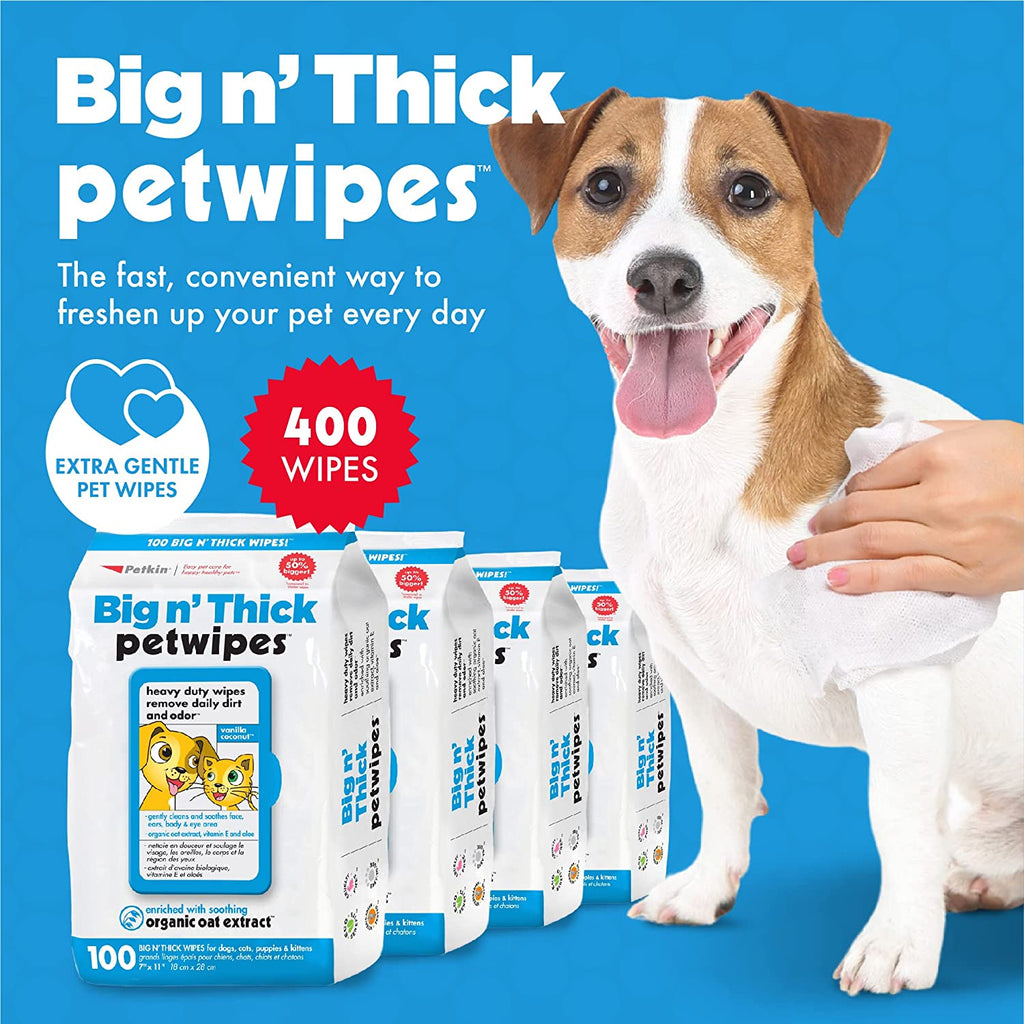 Petkin Big n' Thick Grooming Wipes - 400 Count (4-Pack)