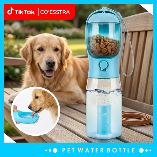 All-in-One 3-in-1 Portable Pet Travel Bottle – Hydration, Snacks & Waste Management
