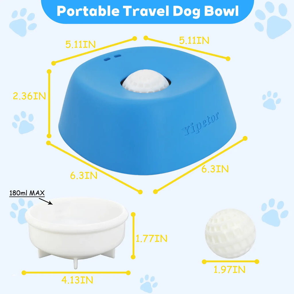 Yipetor Slow Feeder Dog Licking Bowl – No-Spill Liquid Treat Bowl with Built-In Rolling Ball for Bone Broth, Yogurt, and Supplements (All Breeds)