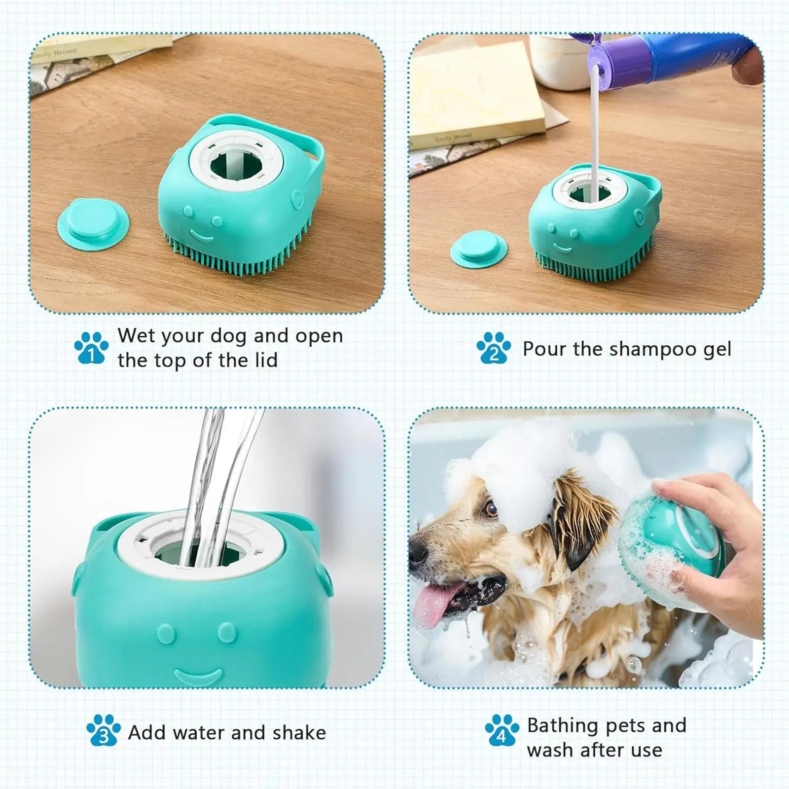 Premium 2-in-1 Pet Bath Massage & Shampoo Dispensing Brush