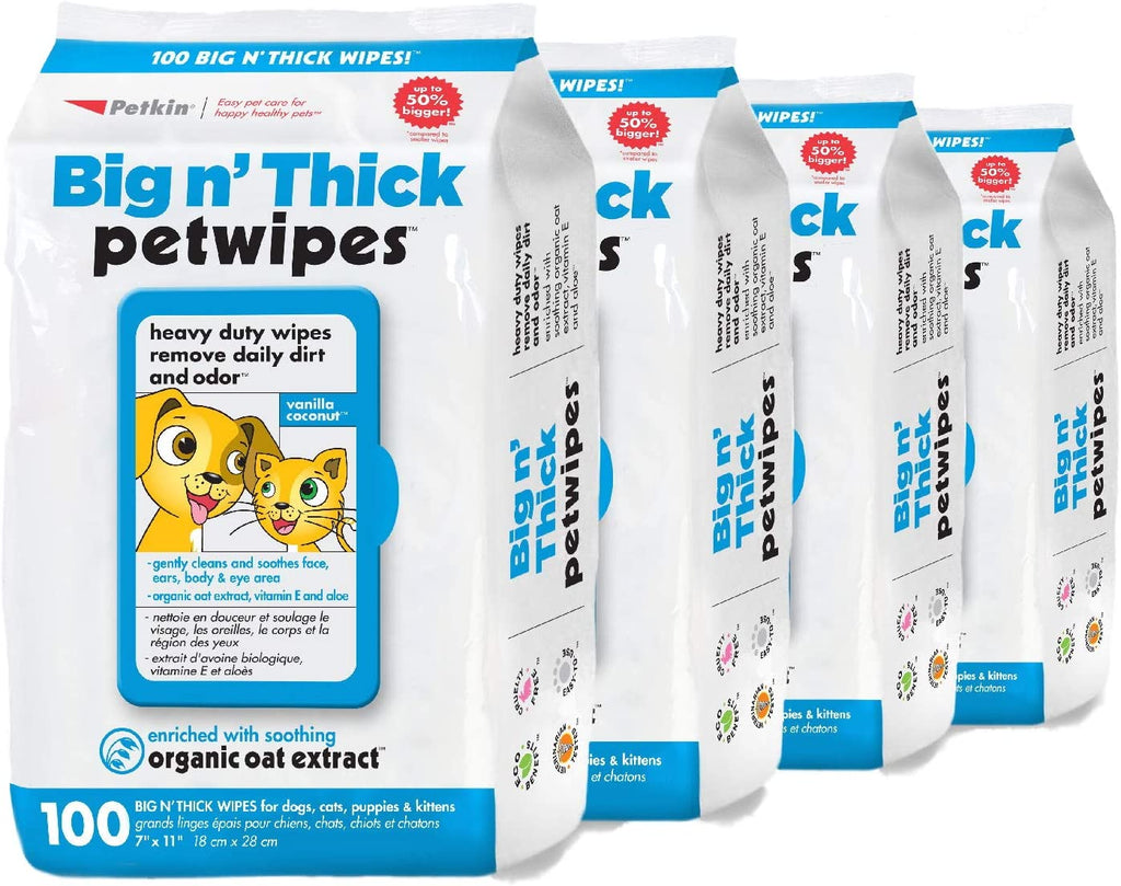 Petkin Big n' Thick Grooming Wipes - 400 Count (4-Pack)