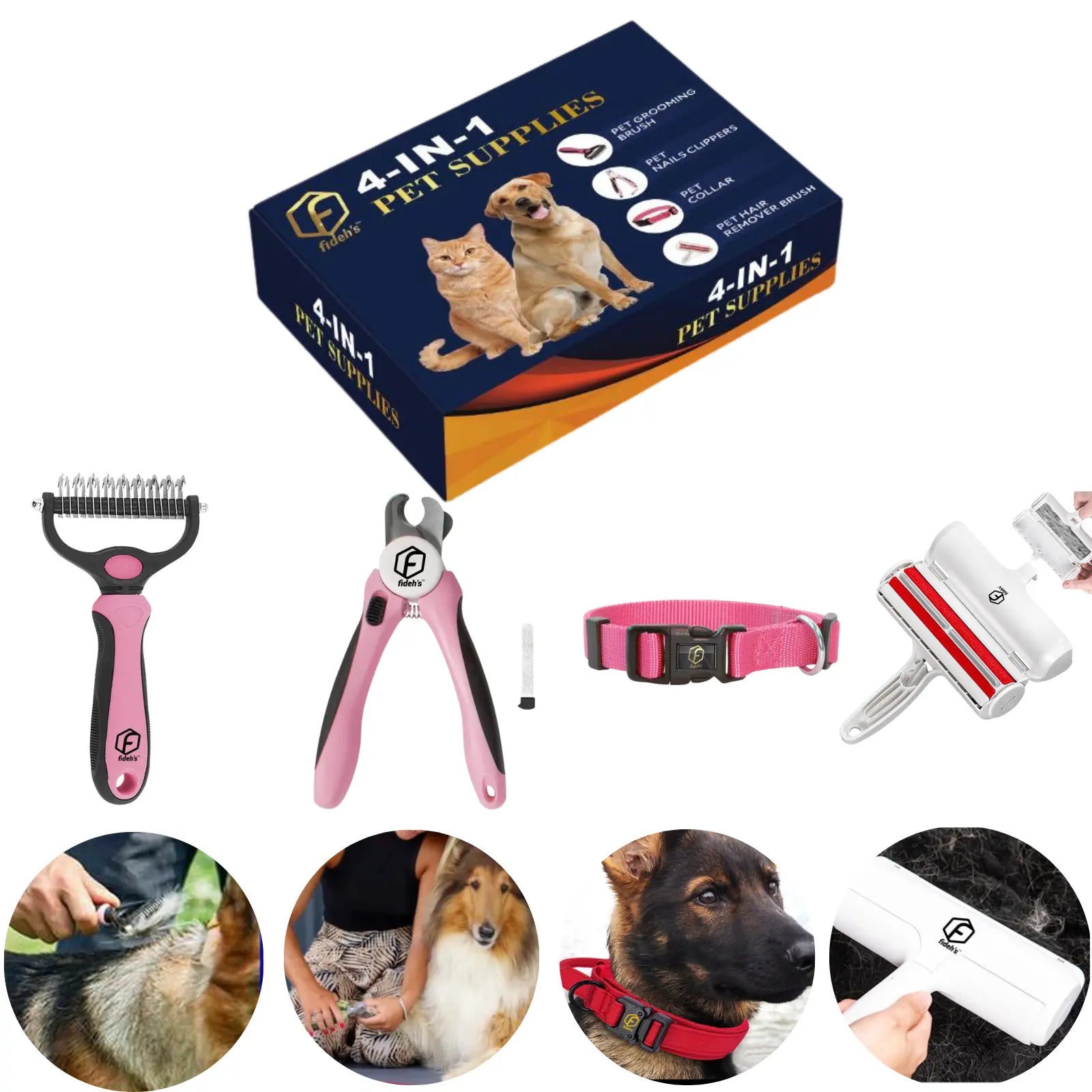 FIDEH 4-in-1 Pet Grooming & Care Essential Kit
