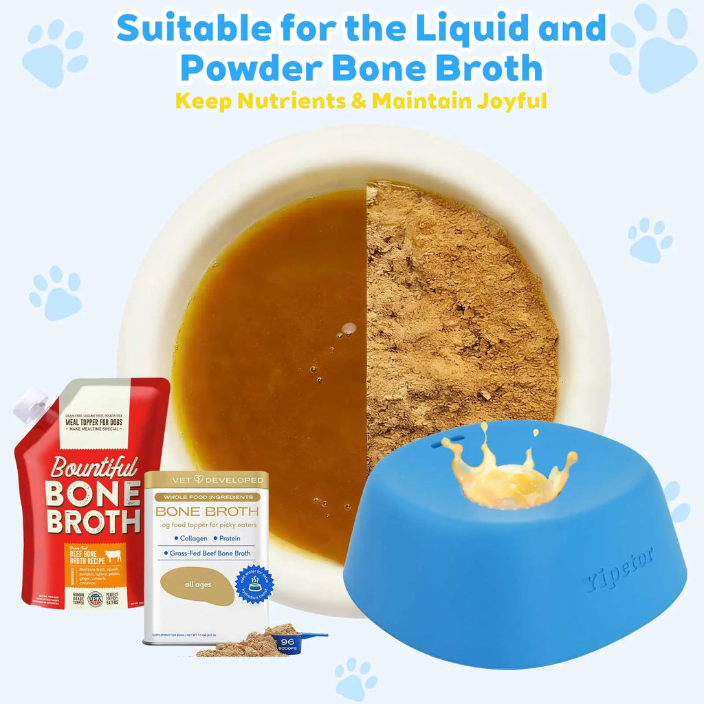 Yipetor Slow Feeder Dog Licking Bowl – No-Spill Liquid Treat Bowl with Built-In Rolling Ball for Bone Broth, Yogurt, and Supplements (All Breeds)