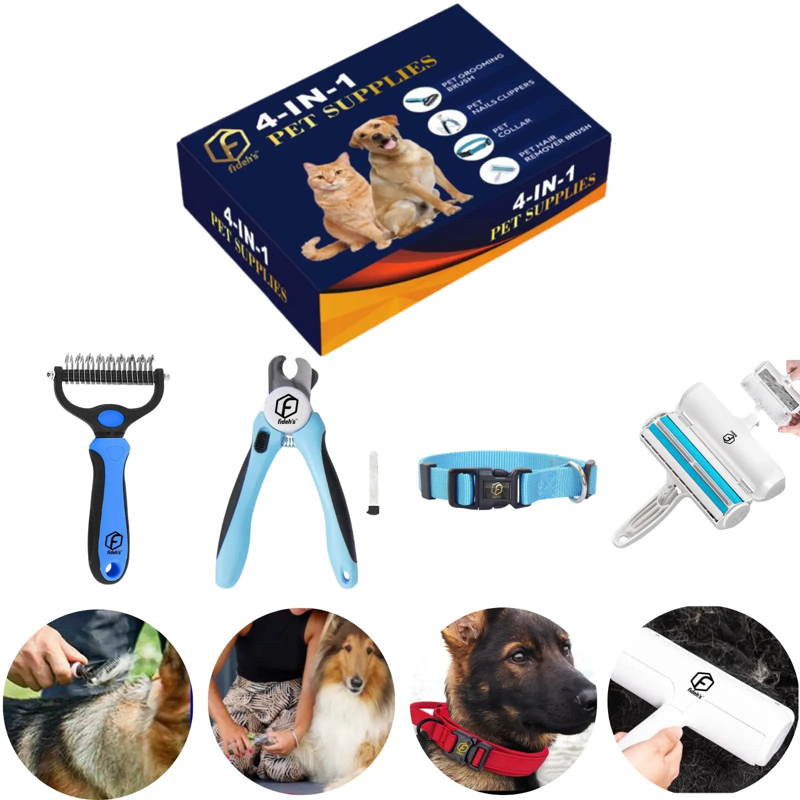FIDEH 4-in-1 Pet Grooming & Care Essential Kit